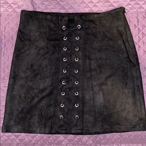 LF Black Suede Lace Up Skirt
